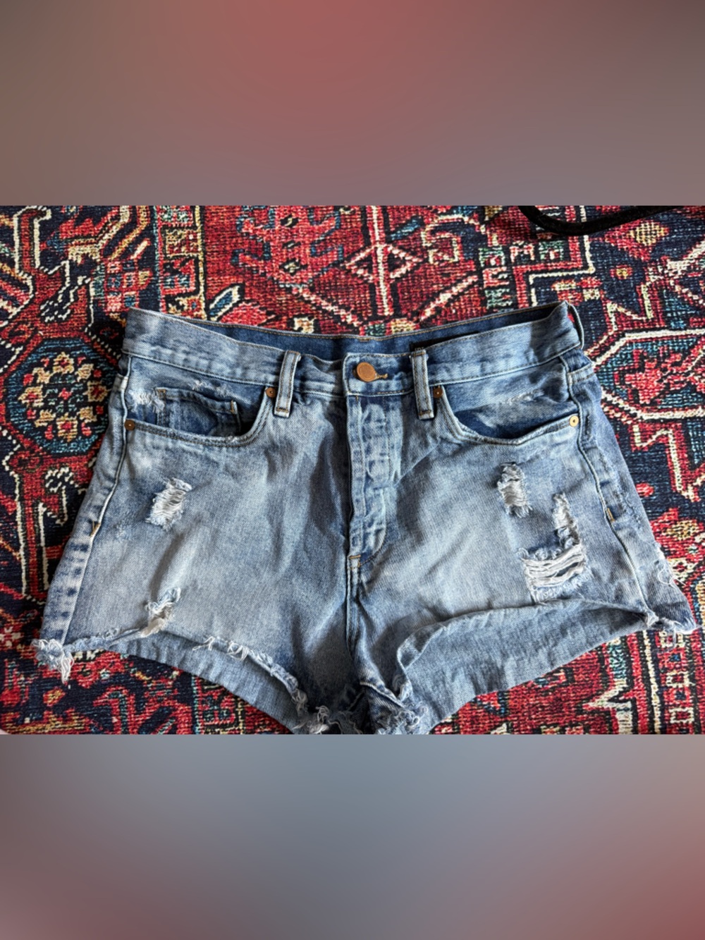 Blank NYC Light Blue Distressed Denim Jean Shorts